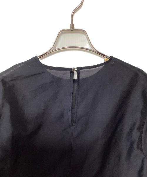 ESTNATION（エストネーション）ESTNATION (エストネーション) オーガンジーリボンブラウス ネイビー サイズ:36の古着・服飾アイテム