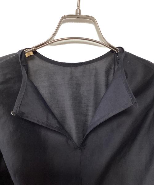 ESTNATION（エストネーション）ESTNATION (エストネーション) オーガンジーリボンブラウス ネイビー サイズ:36の古着・服飾アイテム