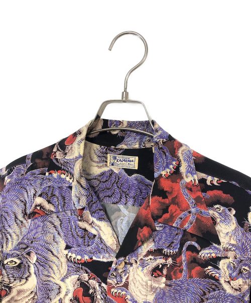 KALAKAUA（カラカウア）kalakaua (カラカウア) アロハシャツ ブラック×パープル サイズ:XSの古着・服飾アイテム