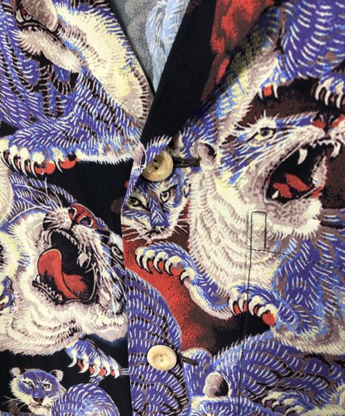 KALAKAUA（カラカウア）kalakaua (カラカウア) アロハシャツ ブラック×パープル サイズ:XSの古着・服飾アイテム