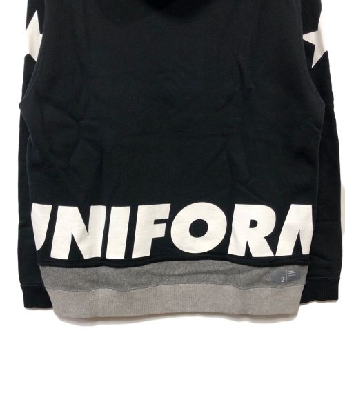 uniform experiment（ユニフォームエクスペリメント）uniform experiment (ユニフォームエクスペリメント) STAR KNIT LAYERED PULL OVER HOODY ブラック サイズ:2の古着・服飾アイテム
