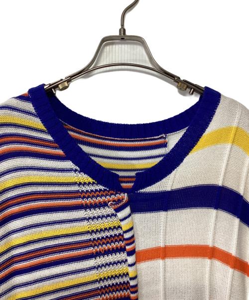 慈雨（ジウ）慈雨 (ジウ) ランダムボーダーベスト ホワイト×ブルー×イエロー サイズ:40の古着・服飾アイテム