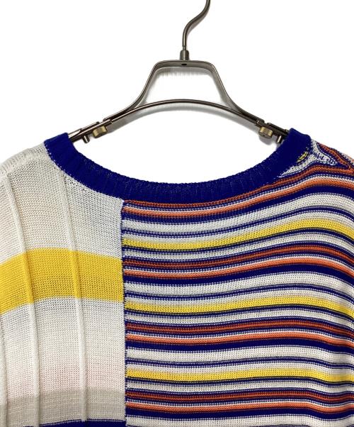 慈雨（ジウ）慈雨 (ジウ) ランダムボーダーベスト ホワイト×ブルー×イエロー サイズ:40の古着・服飾アイテム