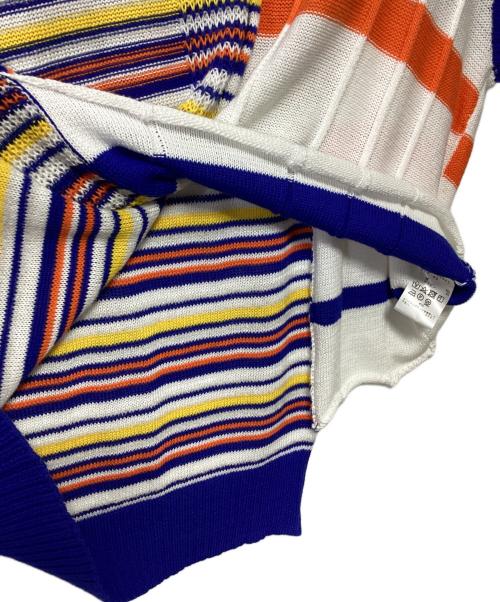 慈雨（ジウ）慈雨 (ジウ) ランダムボーダーベスト ホワイト×ブルー×イエロー サイズ:40の古着・服飾アイテム