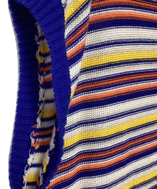 慈雨（ジウ）慈雨 (ジウ) ランダムボーダーベスト ホワイト×ブルー×イエロー サイズ:40の古着・服飾アイテム