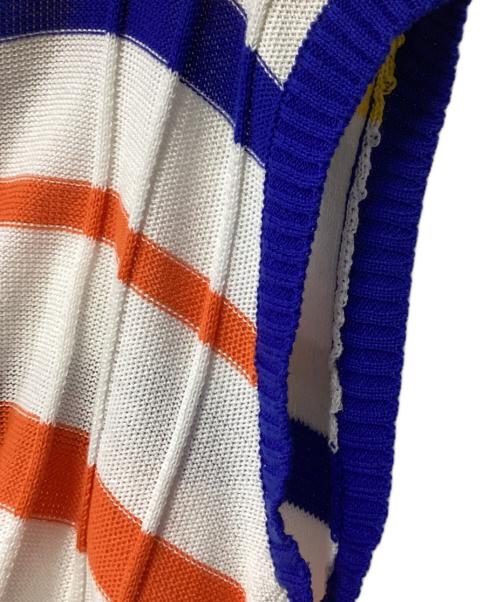 慈雨（ジウ）慈雨 (ジウ) ランダムボーダーベスト ホワイト×ブルー×イエロー サイズ:40の古着・服飾アイテム