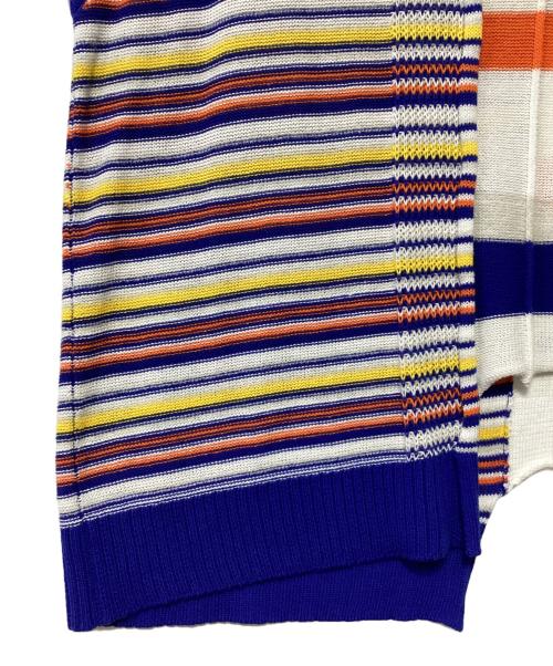 慈雨（ジウ）慈雨 (ジウ) ランダムボーダーベスト ホワイト×ブルー×イエロー サイズ:40の古着・服飾アイテム