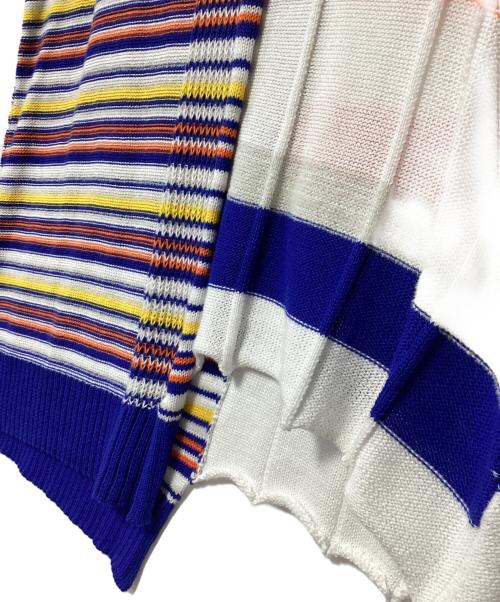 慈雨（ジウ）慈雨 (ジウ) ランダムボーダーベスト ホワイト×ブルー×イエロー サイズ:40の古着・服飾アイテム