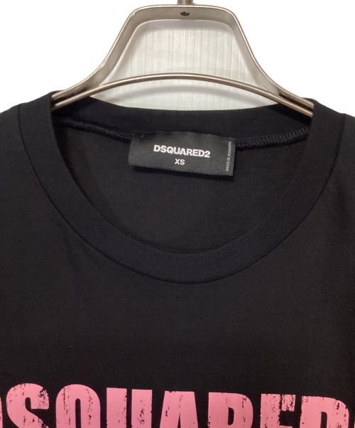 DSQUARED2（ディースクエアード）DSQUARED2 (ディースクエアード) Skater Fit Tee ブラック×ピンク サイズ:SIZE XSの古着・服飾アイテム