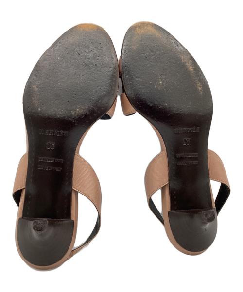 HERMES（エルメス）HERMES (エルメス) ミュール ピンクベージュ×ブラック サイズ:35の古着・服飾アイテム