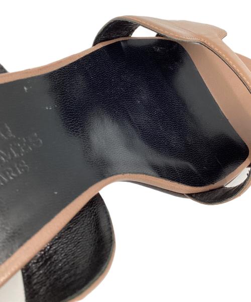 HERMES（エルメス）HERMES (エルメス) ミュール ピンクベージュ×ブラック サイズ:35の古着・服飾アイテム
