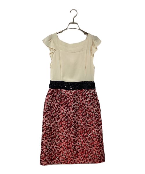 ESCADA（エスカーダ）ESCADA (エスカーダ) ノースリーブワンピース ベージュ×ピンク サイズ:SIZE 34の古着・服飾アイテム