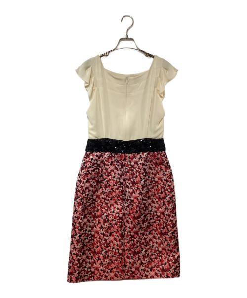 ESCADA（エスカーダ）ESCADA (エスカーダ) ノースリーブワンピース ベージュ×ピンク サイズ:SIZE 34の古着・服飾アイテム