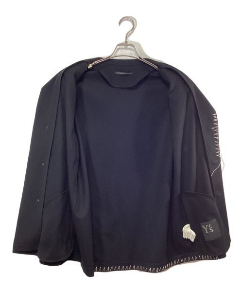 Y's（ワイズ）Y's (ワイズ) W/ FLANNEL HAND STITCHED LEFT FACING SHIRT JACKET ブラック サイズ:記載なしの古着・服飾アイテム