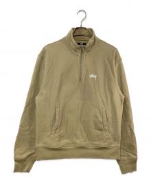 stussy（ステューシー）の古着「OVERDYED STOCK LOGO MOCK HALF ZIP」｜カーキ