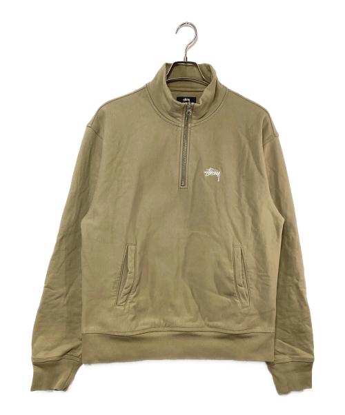 stussy（ステューシー）stussy (ステューシー) OVERDYED STOCK LOGO MOCK HALF ZIP カーキ サイズ:SIZE Mの古着・服飾アイテム