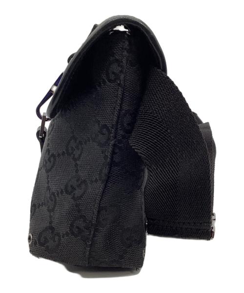GUCCI（グッチ）GUCCI (グッチ) GG キャンバス ウエストバッグ グレー×ブラックの古着・服飾アイテム