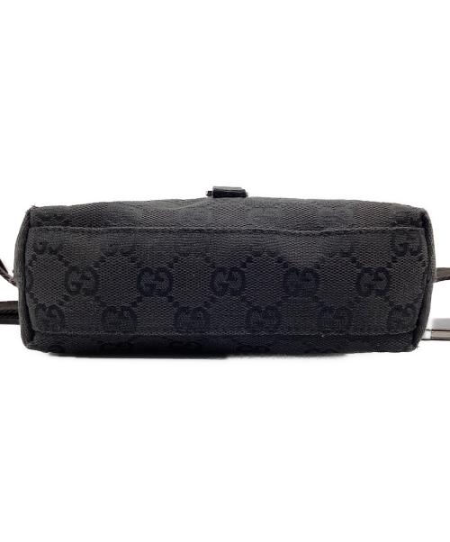 GUCCI（グッチ）GUCCI (グッチ) GG キャンバス ウエストバッグ グレー×ブラックの古着・服飾アイテム