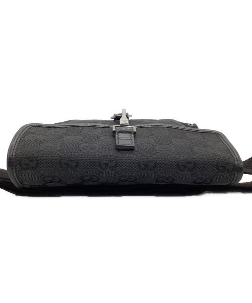 GUCCI（グッチ）GUCCI (グッチ) GG キャンバス ウエストバッグ グレー×ブラックの古着・服飾アイテム