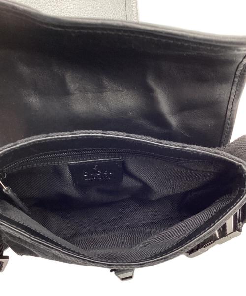 GUCCI（グッチ）GUCCI (グッチ) GG キャンバス ウエストバッグ グレー×ブラックの古着・服飾アイテム