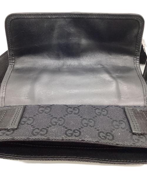 GUCCI（グッチ）GUCCI (グッチ) GG キャンバス ウエストバッグ グレー×ブラックの古着・服飾アイテム