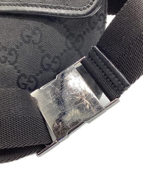 GUCCI（グッチ）GUCCI (グッチ) GG キャンバス ウエストバッグ グレー×ブラックの古着・服飾アイテム