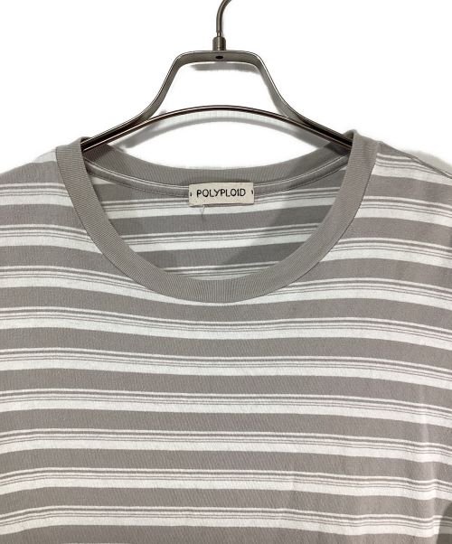POLYPLOID（ポリプロイド）POLYPLOID (ポリプロイド) ボーダーカットソー グレー×ホワイト サイズ:3の古着・服飾アイテム