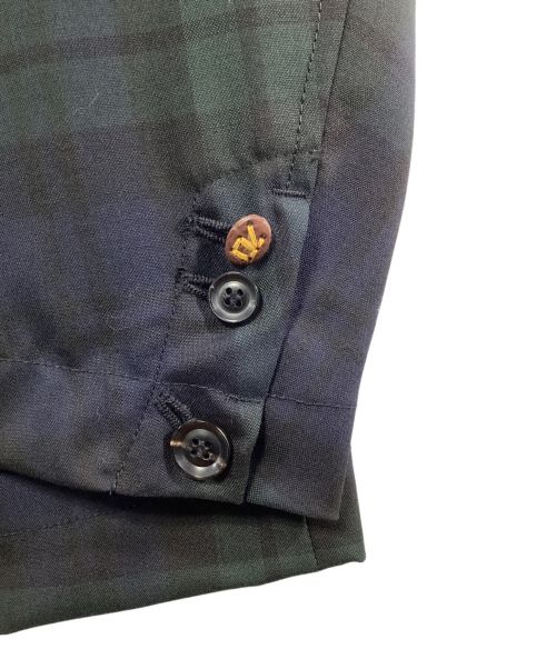 45R（フォーティファイブ・アール）45R (フォーティーファイブアール) 梳毛ウールのブレザー ネイビー×グリーン サイズ:3の古着・服飾アイテム