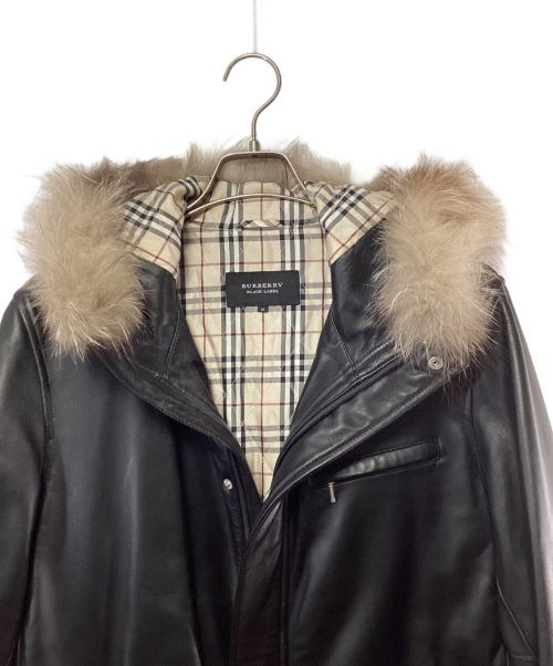 BURBERRY BLACK LABEL（バーバリーブラックレーベル）BURBERRY BLACK LABEL (バーバリーブラックレーベル) ラムレザーコート ブラック サイズ:Mの古着・服飾アイテム