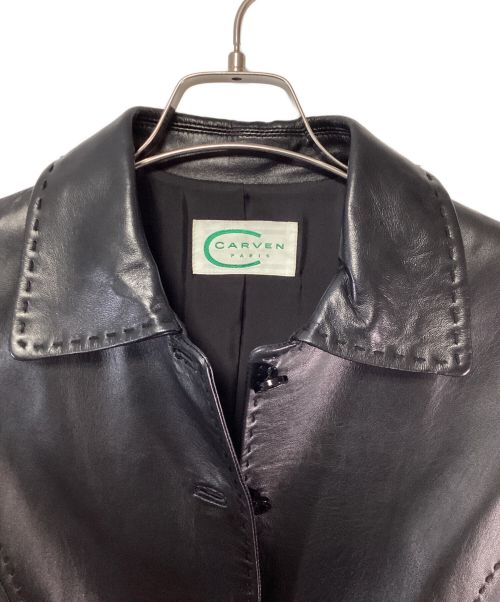 CARVEN（カルヴェン）CARVEN (カルヴェン) レザーコート ブラック サイズ:SIZE 38の古着・服飾アイテム