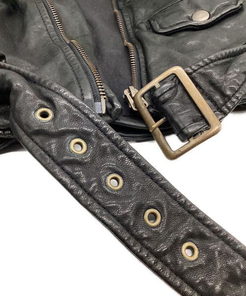 beautiful people（ビューティフルピープル）beautiful people (ビューティフルピープル) ダブルブレストレザーライダースジャケット ブラック サイズ:140の古着・服飾アイテム