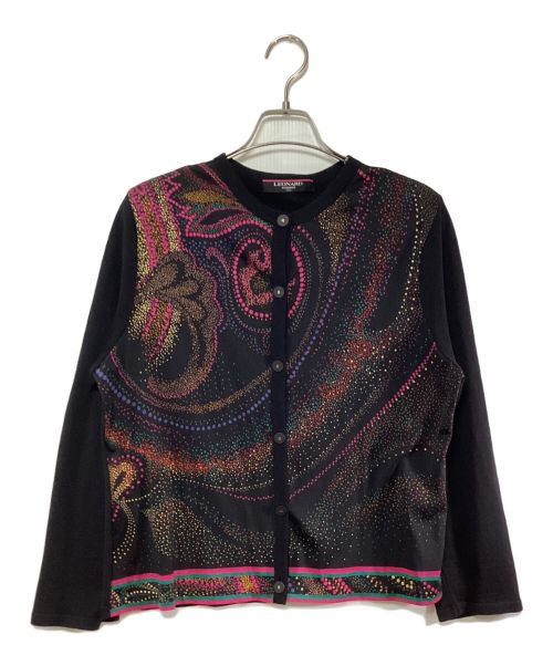 LEONARD（レオナール）LEONARD (レオナール) シルク混カーディガン ブラック×ピンク サイズ:SIZE LLの古着・服飾アイテム