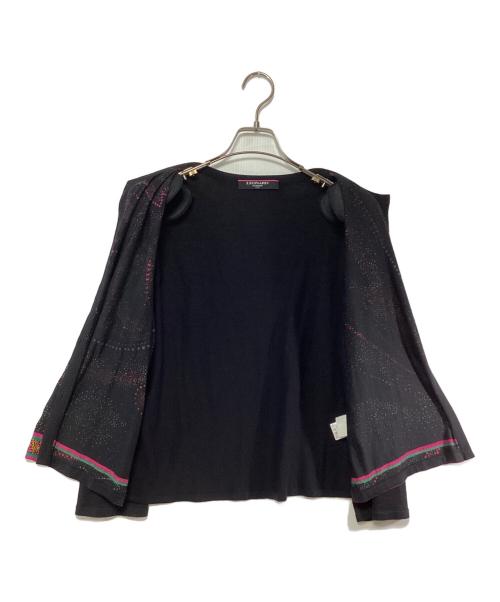 LEONARD（レオナール）LEONARD (レオナール) シルク混カーディガン ブラック×ピンク サイズ:SIZE LLの古着・服飾アイテム