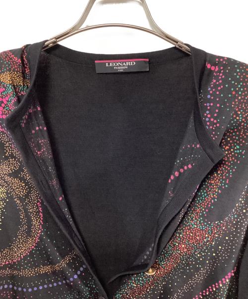LEONARD（レオナール）LEONARD (レオナール) シルク混カーディガン ブラック×ピンク サイズ:SIZE LLの古着・服飾アイテム