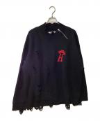 HIGH-GATEハイゲート）の古着「ダメージ加工ニット」｜ブラック