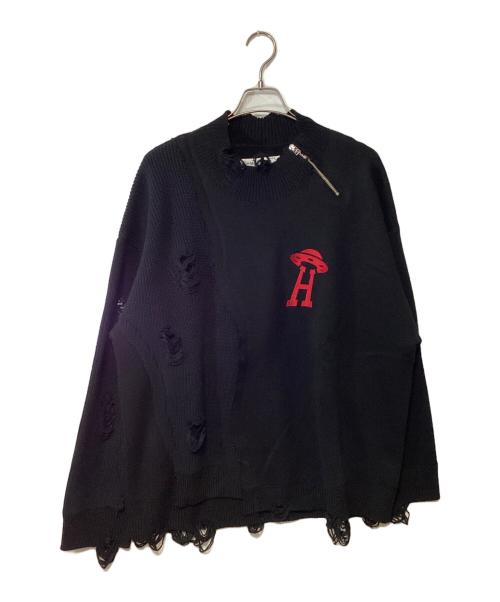 HIGH-GATE（ハイゲート）HIGH-GATE (ハイゲート) ダメージ加工ニット ブラック サイズ:2の古着・服飾アイテム