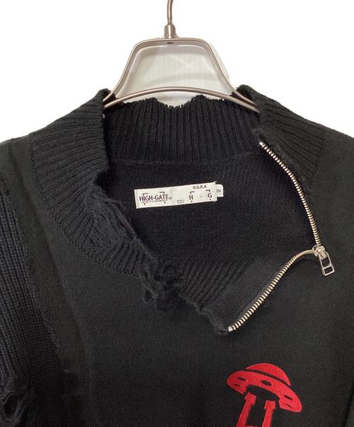 HIGH-GATE（ハイゲート）HIGH-GATE (ハイゲート) ダメージ加工ニット ブラック サイズ:2の古着・服飾アイテム