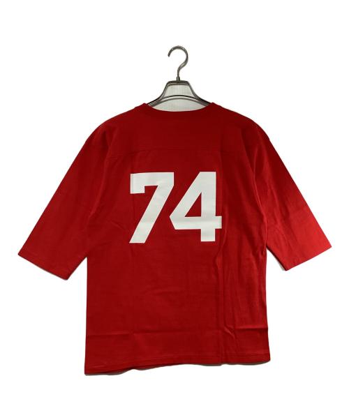 Champion（チャンピオン）Champion (チャンピオン) 3/4スリーブフットボールTシャツ レッド サイズ:SIZE L 未使用品の古着・服飾アイテム
