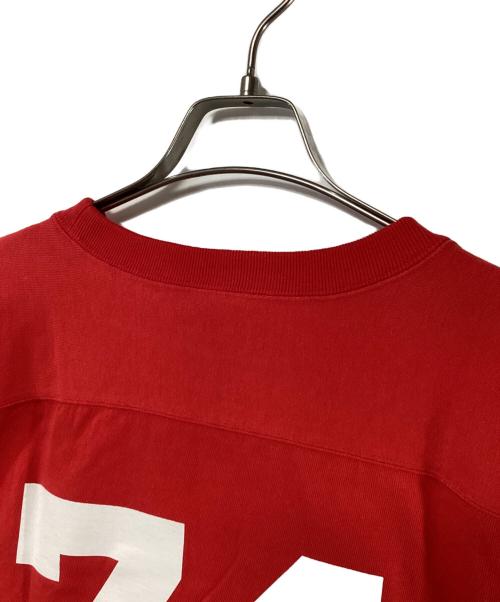 Champion（チャンピオン）Champion (チャンピオン) 3/4スリーブフットボールTシャツ レッド サイズ:SIZE L 未使用品の古着・服飾アイテム