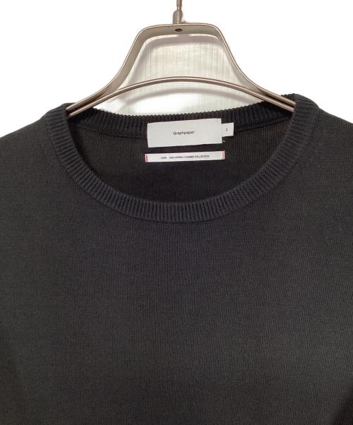 Graphpaper（グラフペーパー）Graphpaper (グラフペーパー) Piece Dyed High Gauge Knit Oversized Crew Neck ブラック×ホワイト サイズ:SIZE 2の古着・服飾アイテム