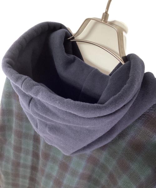 SEDAN ALL-PURPOSE（セダンオールパーパス）SEDAN ALL-PURPOSE (セダンオールパーパス) FLANNNEL Hoodie ネイビー×グリーン サイズ:SIZE XLの古着・服飾アイテム