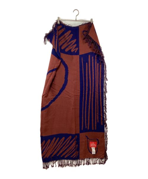 Vivienne Westwood（ヴィヴィアンウエストウッド）Vivienne Westwood (ヴィヴィアンウエストウッド) ストール ブラウン×ネイビーの古着・服飾アイテム