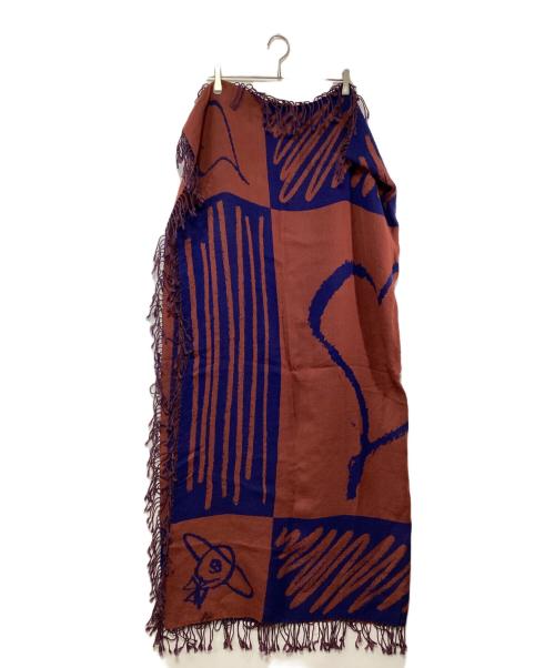 Vivienne Westwood（ヴィヴィアンウエストウッド）Vivienne Westwood (ヴィヴィアンウエストウッド) ストール ブラウン×ネイビーの古着・服飾アイテム