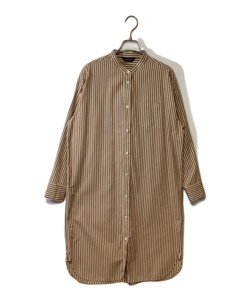 ourhome（アワホーム）ourhome (アワホーム) シャツワンピース ベージュ×ホワイト サイズ:FREEの古着・服飾アイテム