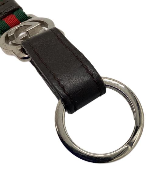 GUCCI（グッチ）GUCCI (グッチ) ネックストラップ　シェリーライン グリーン×レッド×ブラウンの古着・服飾アイテム