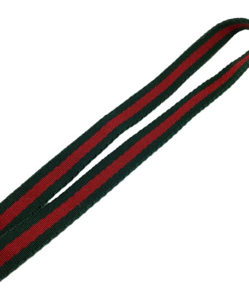 GUCCI（グッチ）GUCCI (グッチ) ネックストラップ　シェリーライン グリーン×レッド×ブラウンの古着・服飾アイテム