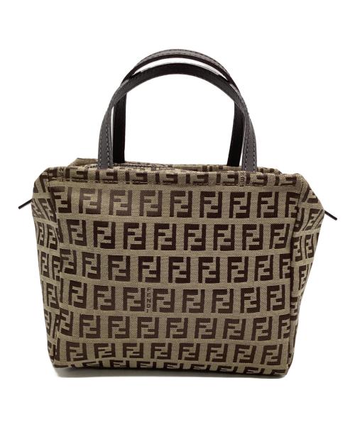 FENDI（フェンディ）FENDI (フェンディ) ミニハンドバッグ ズッキーノ ベージュ×ブラウンの古着・服飾アイテム