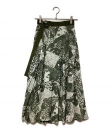 CODELLO（コッデロ）の古着「パッチワークプリントラップスカート」｜グリーン