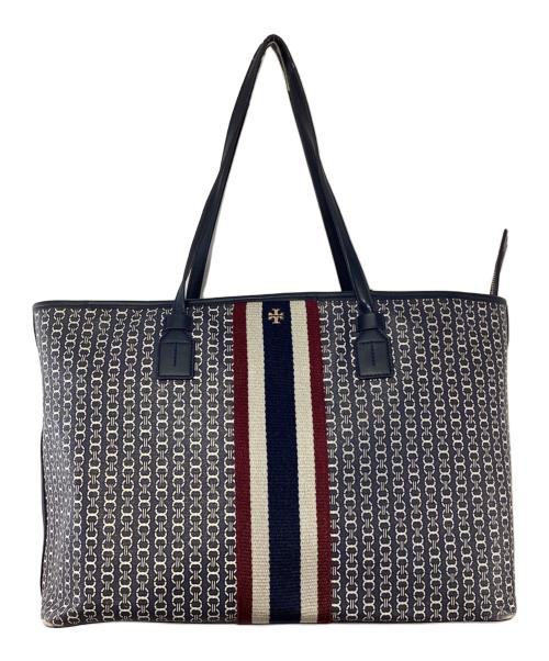 TORY BURCH（トリーバーチ）TORY BURCH (トリーバーチ) ジオロゴトートバッグ ネイビーの古着・服飾アイテム