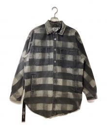 DIESEL（ディーゼル）の古着「プリントデザインデニムジャケット」｜ブラック